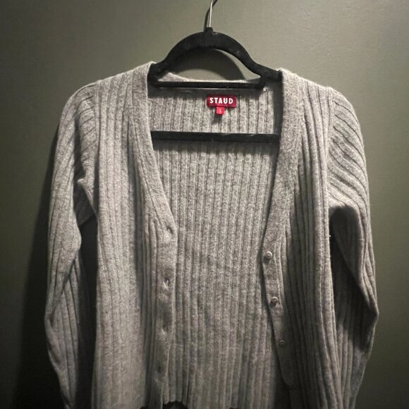 STAUD Cargo 100% Cashmere Cardigan Sweater Size S - Picture 4 of 7